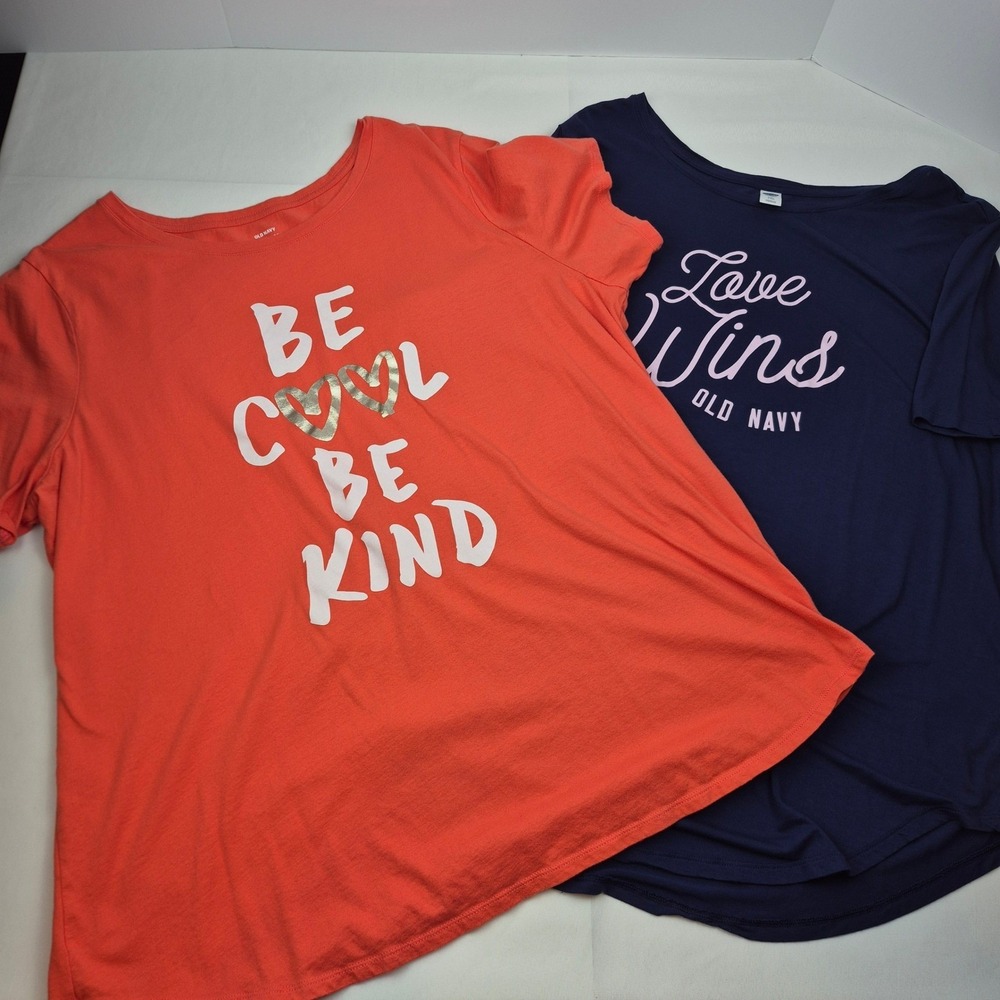 Old Navy XXL & XXL Tall Graphic Tee Lot Love Wins Be Cool Be Kind Pride Positive - Picture 5 of 15